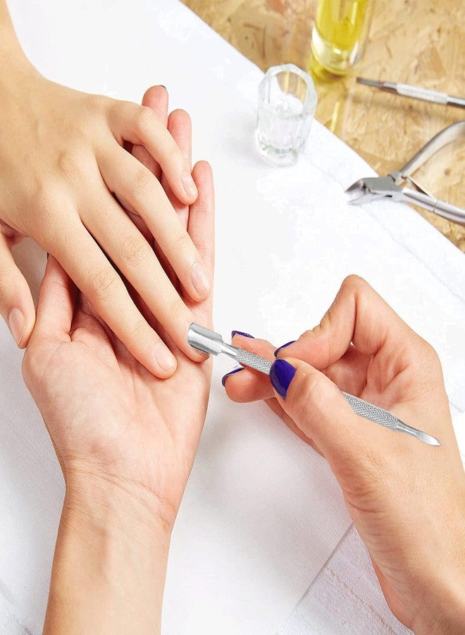 Aruicheng 4pcs Cuticle Pusher Metal Cuticle Pusher Tool Kit Nail Cleaner Cuticle Care Nail Cuticle Remover Tools Nail Scraper Under Nail Cleaner Tool Cuticle Pushers for Fingernails Toenails - Image 3
